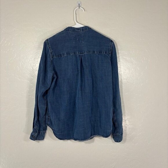RAILS Small Rosalee Chambray Denim Lyocell Button Front Anthropologie Tie Neck - Picture 5 of 5